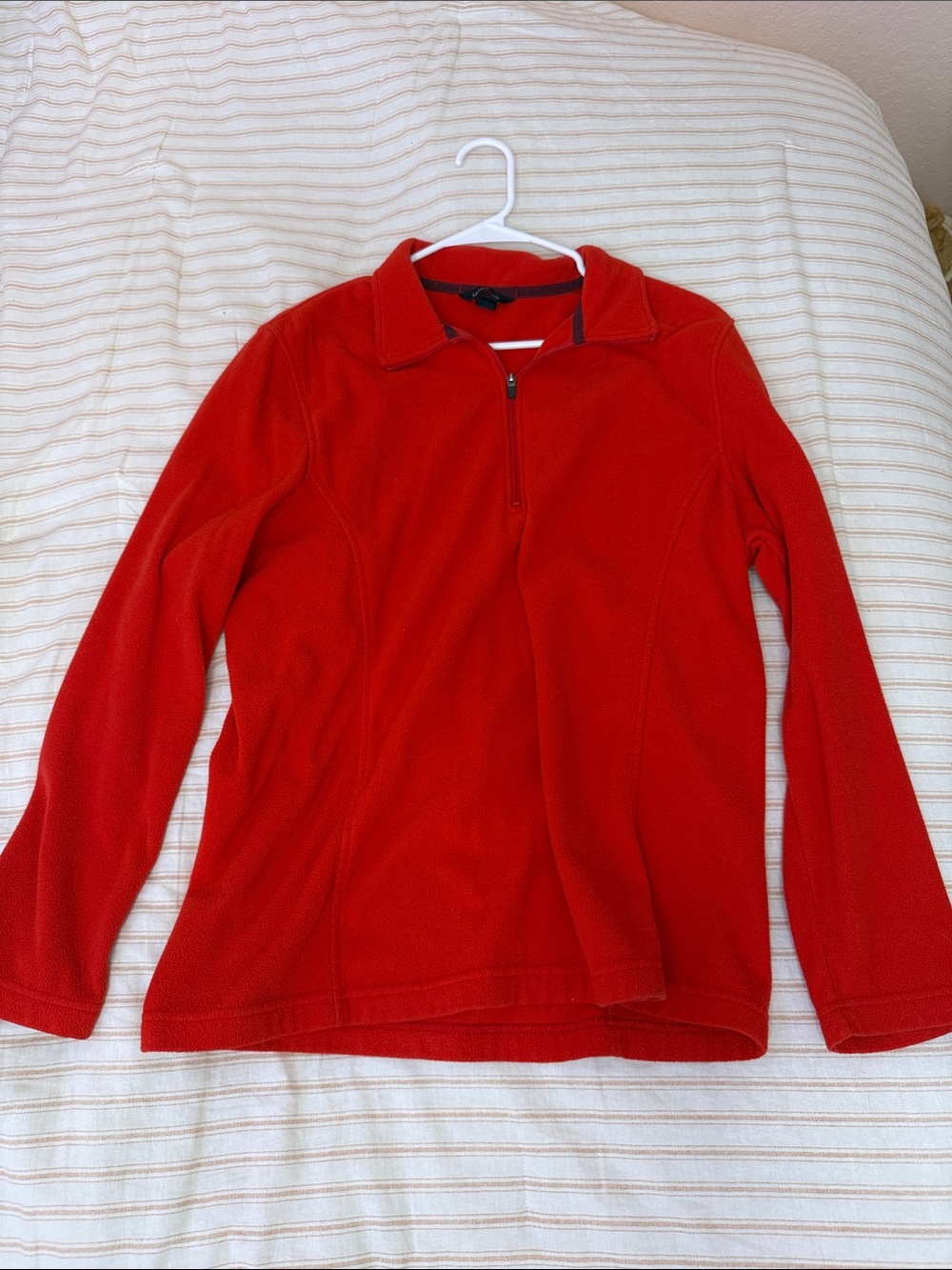 Lands End Red Quarter-Zip Fleece Turtleneck Pullover